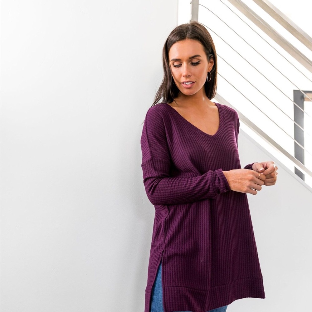 Plum waffle knit tunic